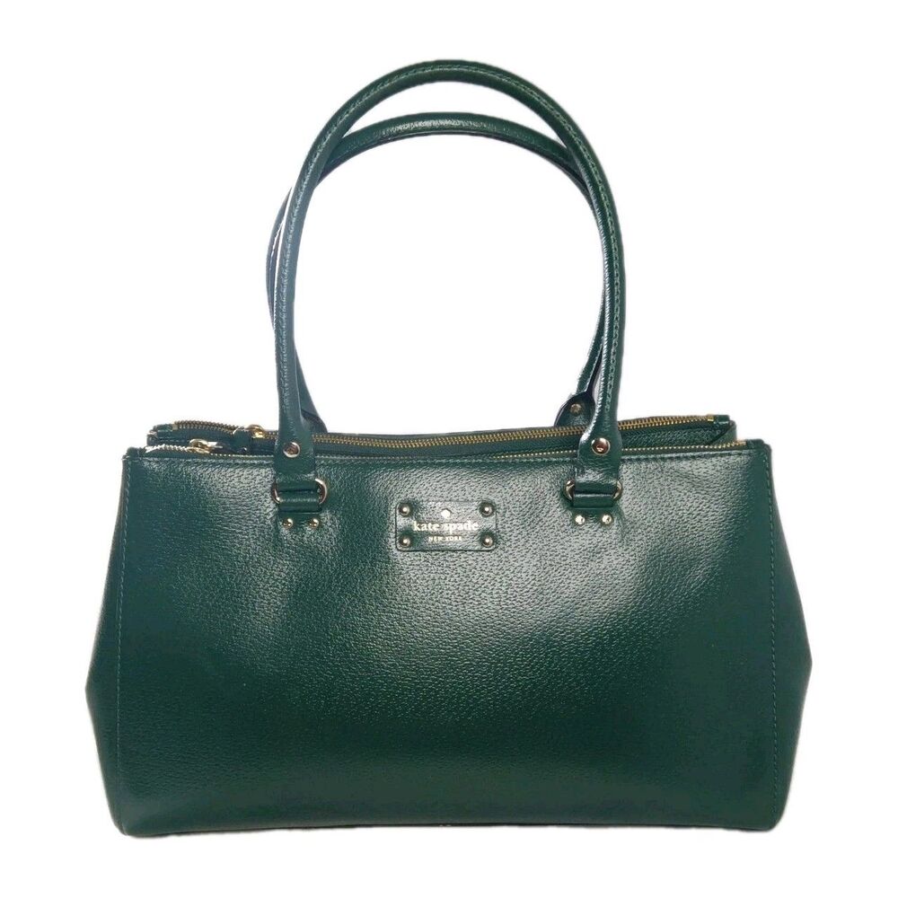 Kate Spade Wellesley Martine Leather Shoulder Tote Large Handbag Green
